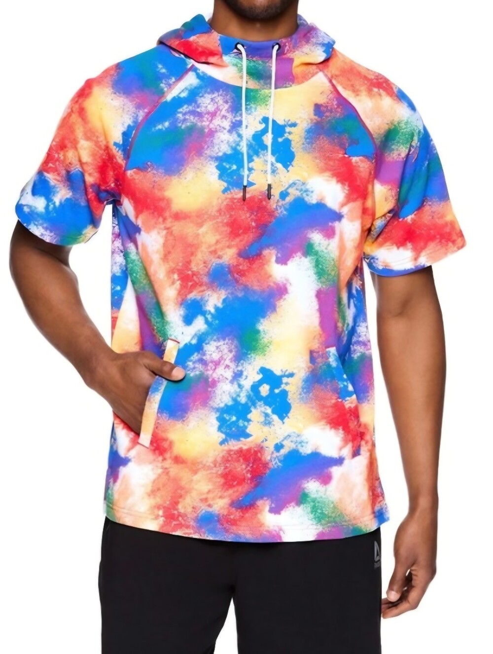 Reebok Men's White Multicolor Tie Dye Hoodie Sz 2XL